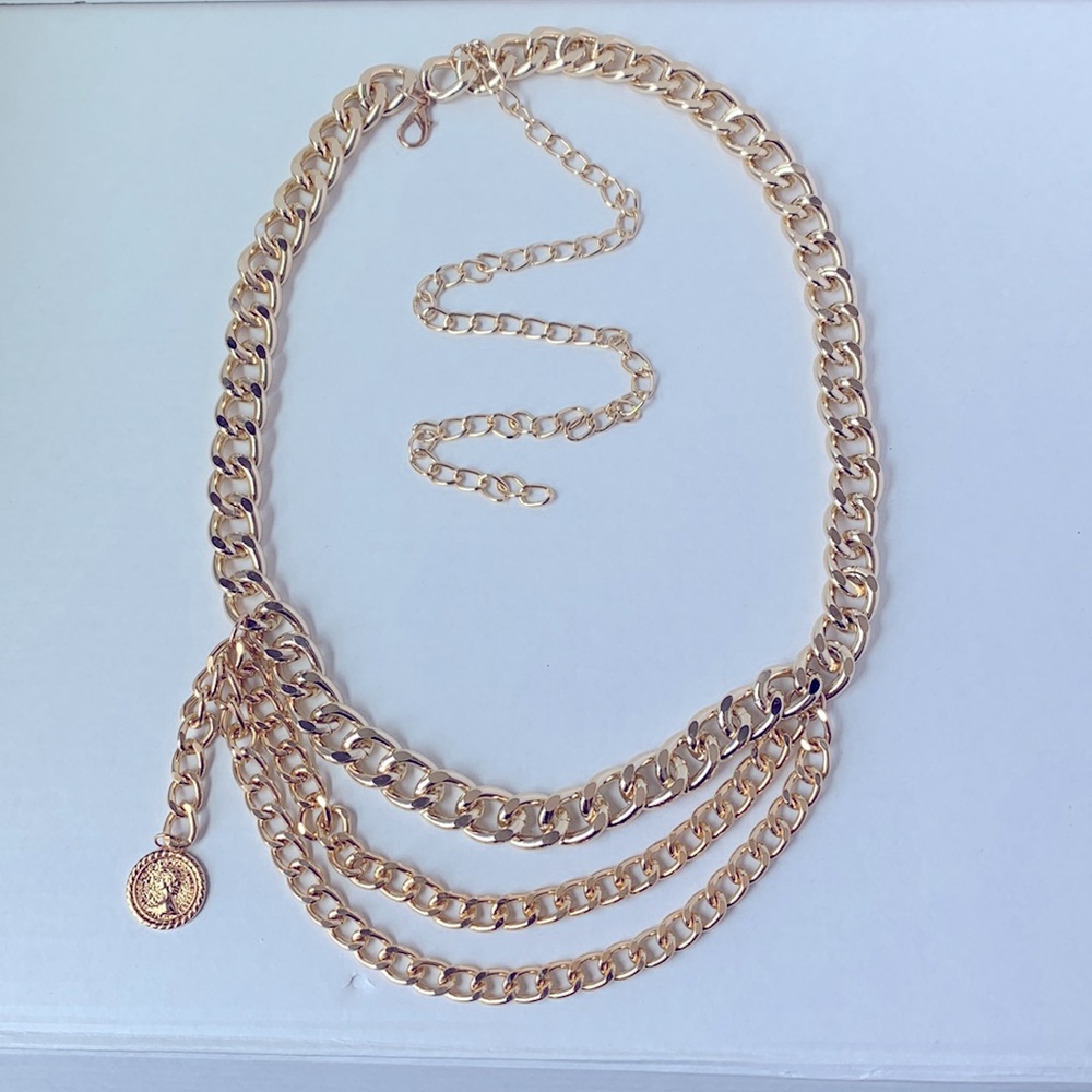 Womens Gold Chain Metal Adjustable Link Belt Gold Round link chain Body Jewelry